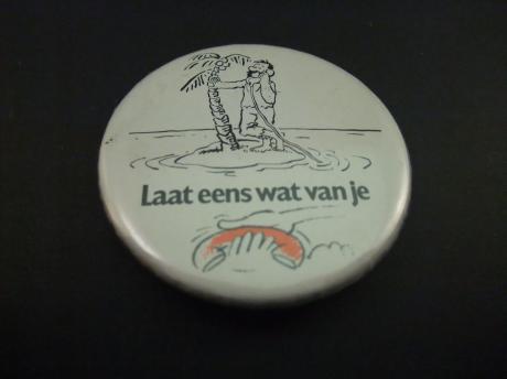 Laat eens iets van je horen(man op onbewoond eiland, palmboom) telefonie
